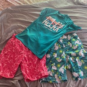 2 gap  swimsuits /1 oldnavy swim shirt